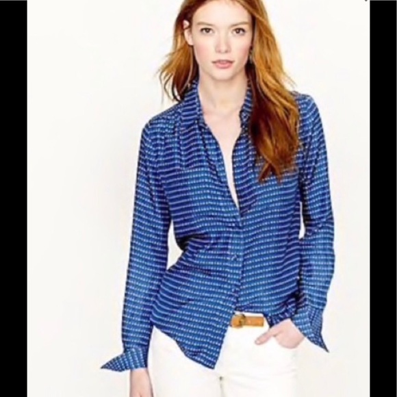 J. Crew Tops - NWT J Crew Blue Silk Blouse- 10
